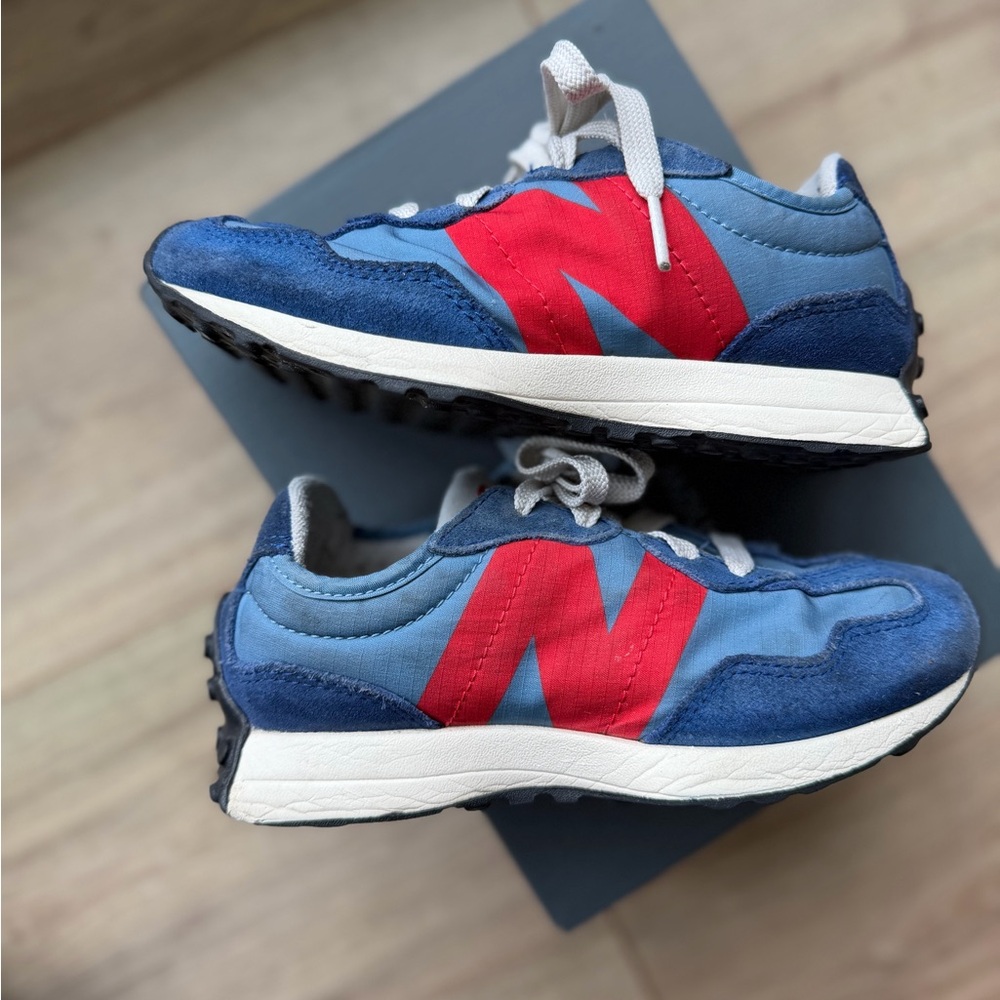 New Balance Kids Blue Sneakers with Red Logo 12.5C